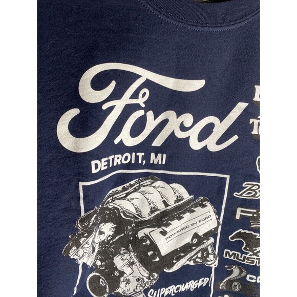 Ford Retro Ad Mens Size Medium Logos Crewneck Sweatshirt Long Sleeve  Detroit MI - Picture 2 of 7